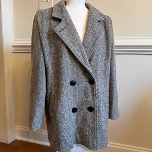 Vintage gray wool blended winter peacoat